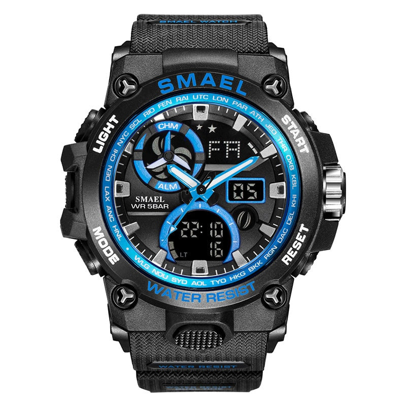 Men's 50M Waterproof Sport Watch - Dual Time Military Style