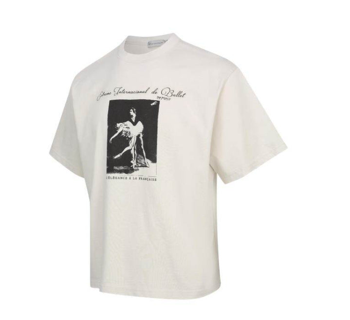 Harajuku Style Casual Round Neck Printed T-Shirt