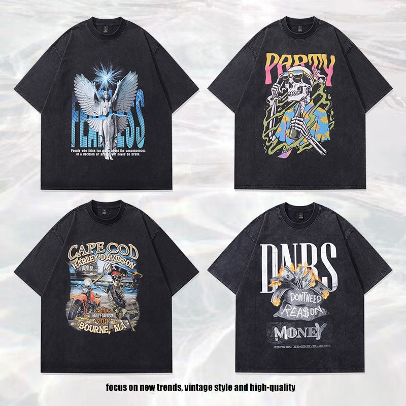 Harajuku Style Vintage Band Print T-Shirt for Men
