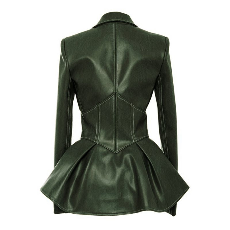 Harajuku Style Black Gothic Faux Leather Jacket for Women