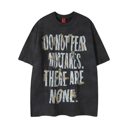 Harajuku Style Spray-Dyed Letter Print Oversized T-Shirt
