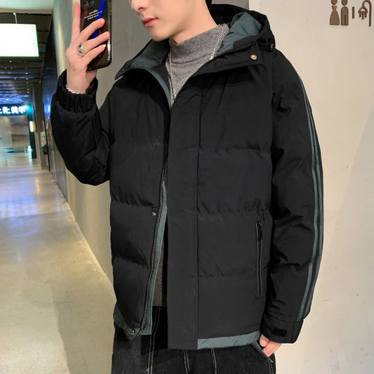 Men's Harajuku-Style Hooded Cotton Jacket - Casual Warm Coat