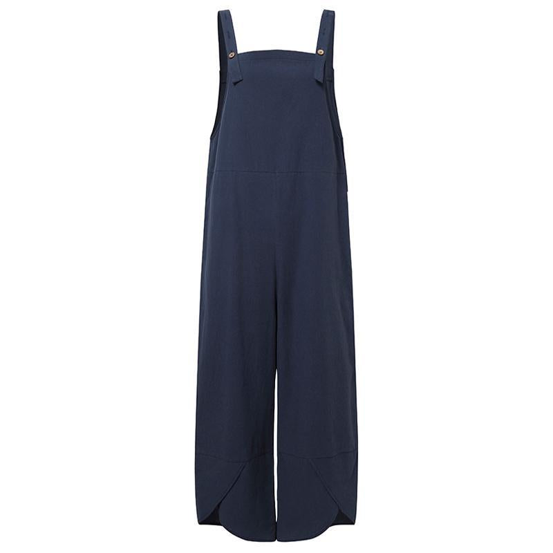 Women's Solid Color Casual Ninth Overalls