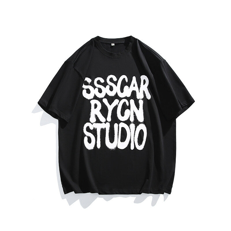 Harajuku Style Letter Graffiti Print Casual Shirt