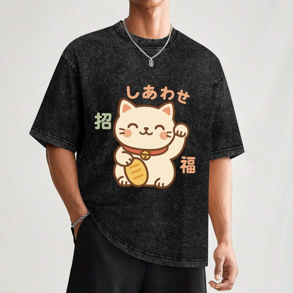 Harajuku Kawaii Lucky Cat T-Shirt