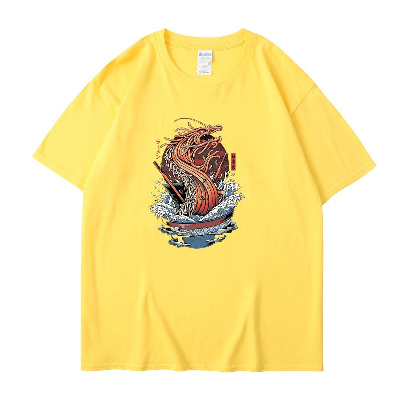 Harajuku Style Retro Round Neck Short Sleeved Top