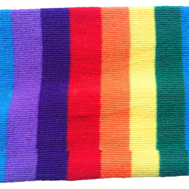Harajuku Rainbow Striped Thigh High Socks & Fingerless Gloves Set