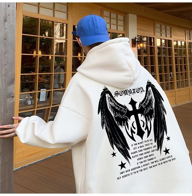 Men's Harajuku Cross Wings Casual Hoodie Jacket