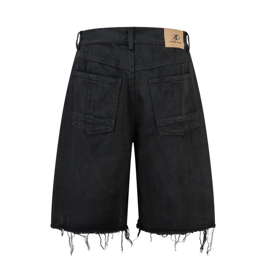 Retro Washed Patchwork Distressed Denim Pants