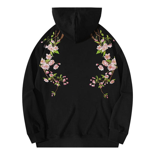 Retro Plum Blossom Embroidered Hoodie for Couples