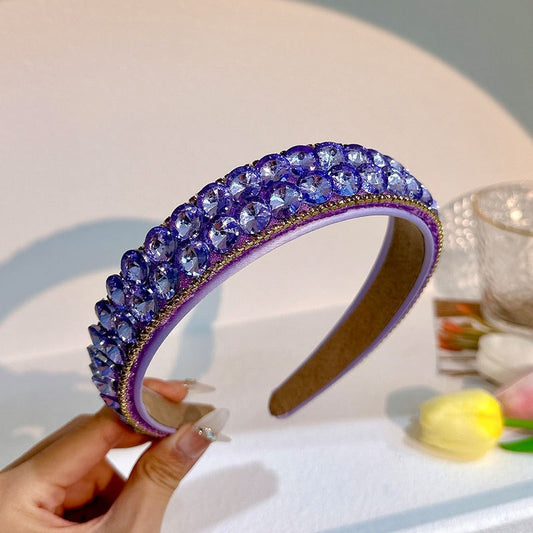 Double Row Geometric Circular Purple Rhinestone Headband