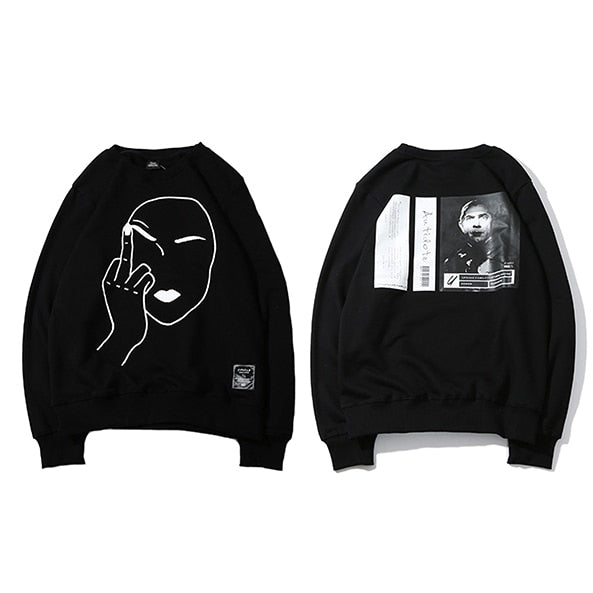 Harajuku Streetwear Middle Finger Hoodie for Men