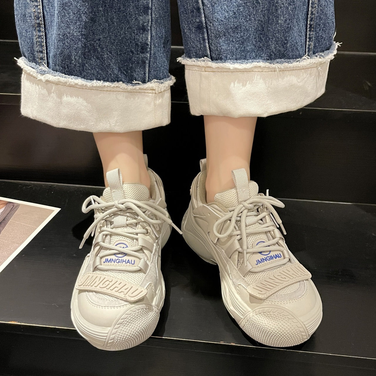 Hong Kong Style Women's Plush Retro Sneakers