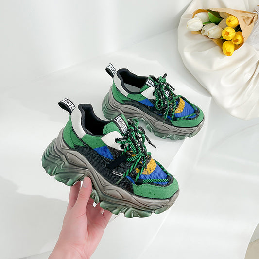 Genuine Leather Women's Thick Bottom Casual Sports Shoes