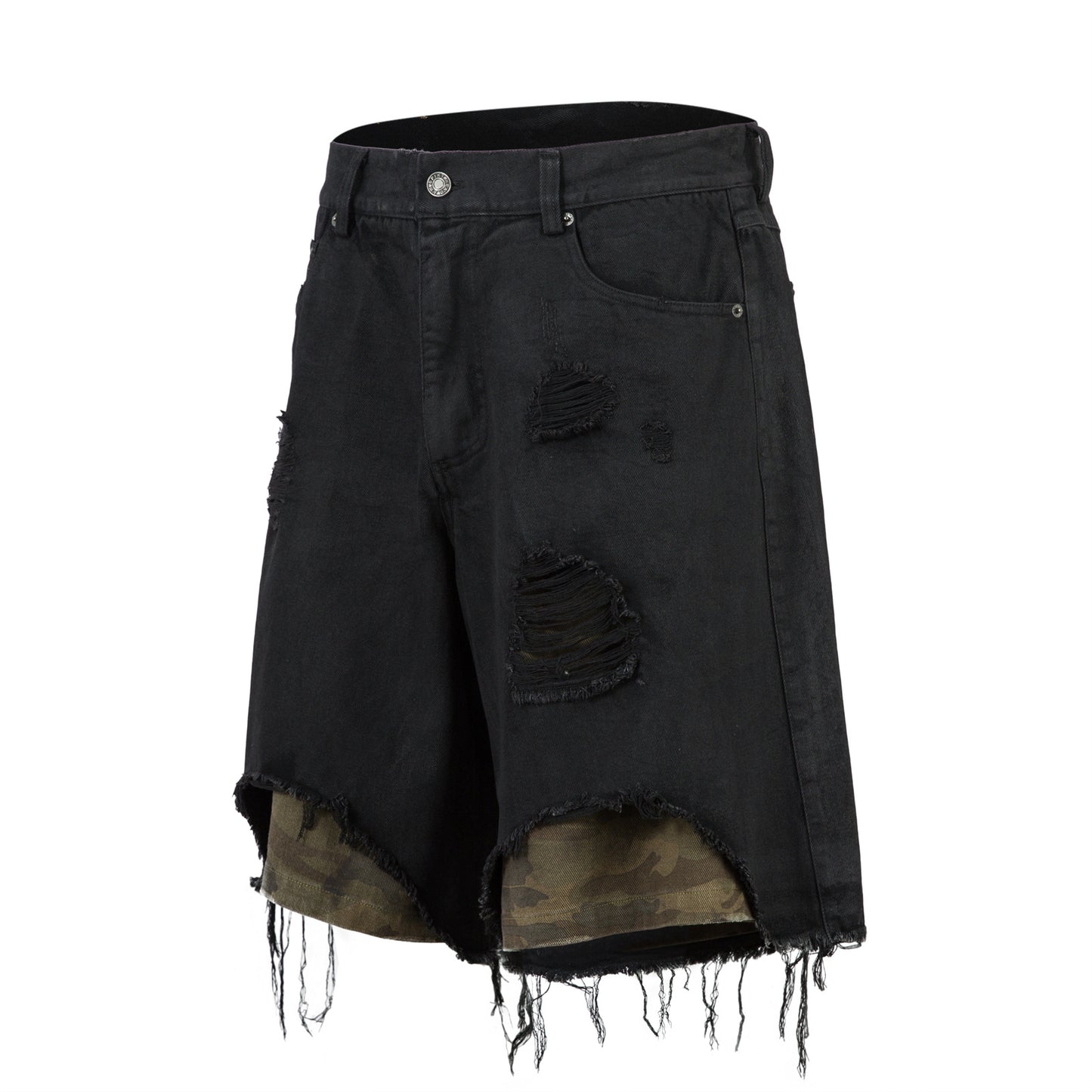 Retro Washed Patchwork Distressed Denim Pants