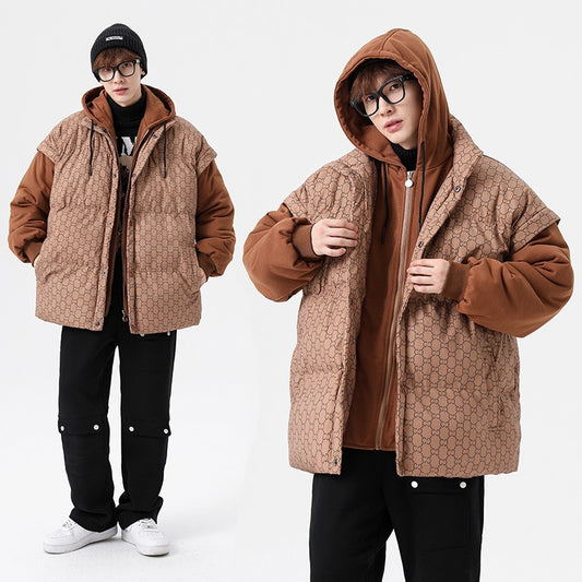 Harajuku Style Hooded Men's Thickened Winter Jacket