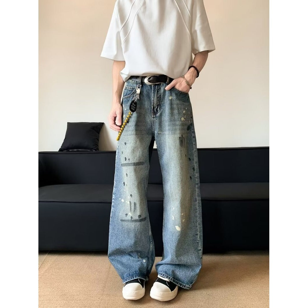 Retro Washed Wide Leg Jeans - Harajuku Style
