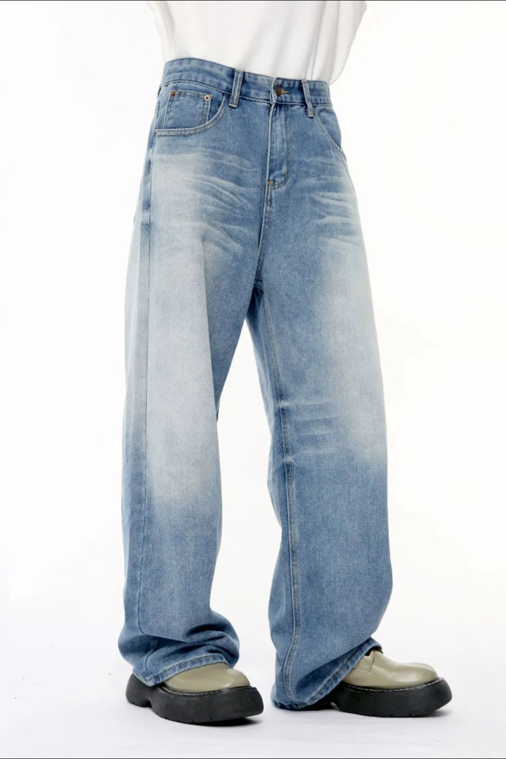 Wide Leg Jeans with Pockets - Harajuku Style