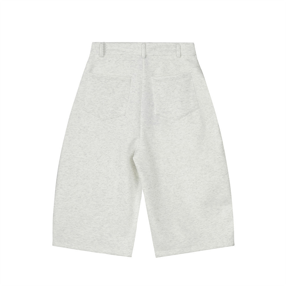 Trendy Arc-Shaped Casual Shorts with Detachable Plaid Scarf