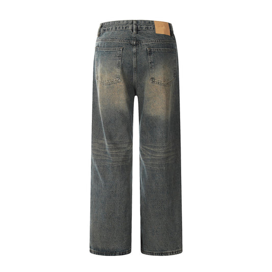 Faded Denim Street Style Long Pants for Men