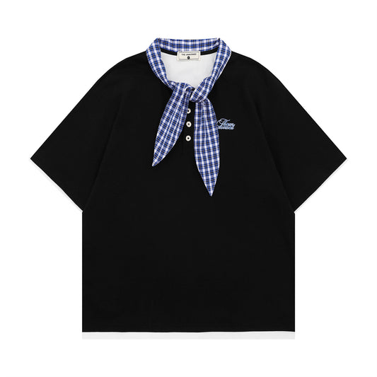 Retro Design Letter Embroidery T-Shirt for Couples