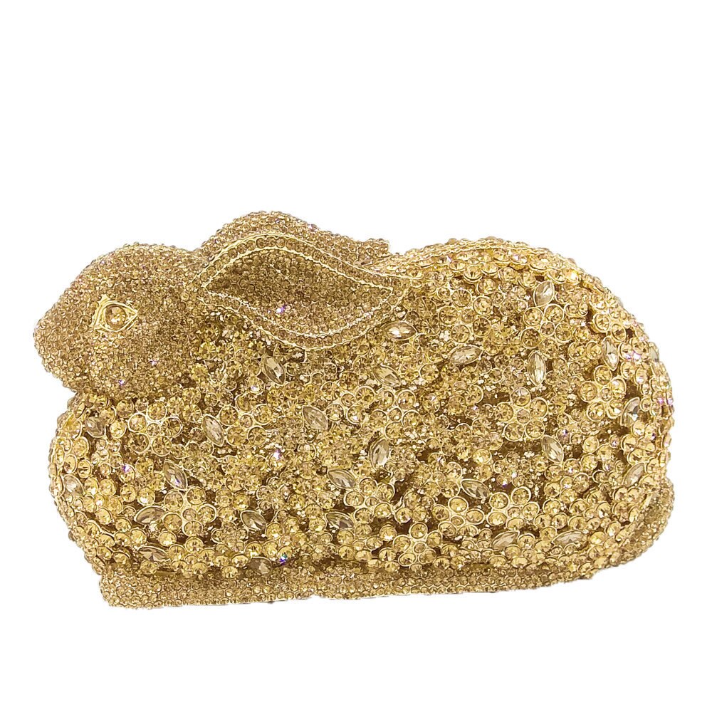 Luxury Rabbit Bunny Crystal Minaudiere Clutch