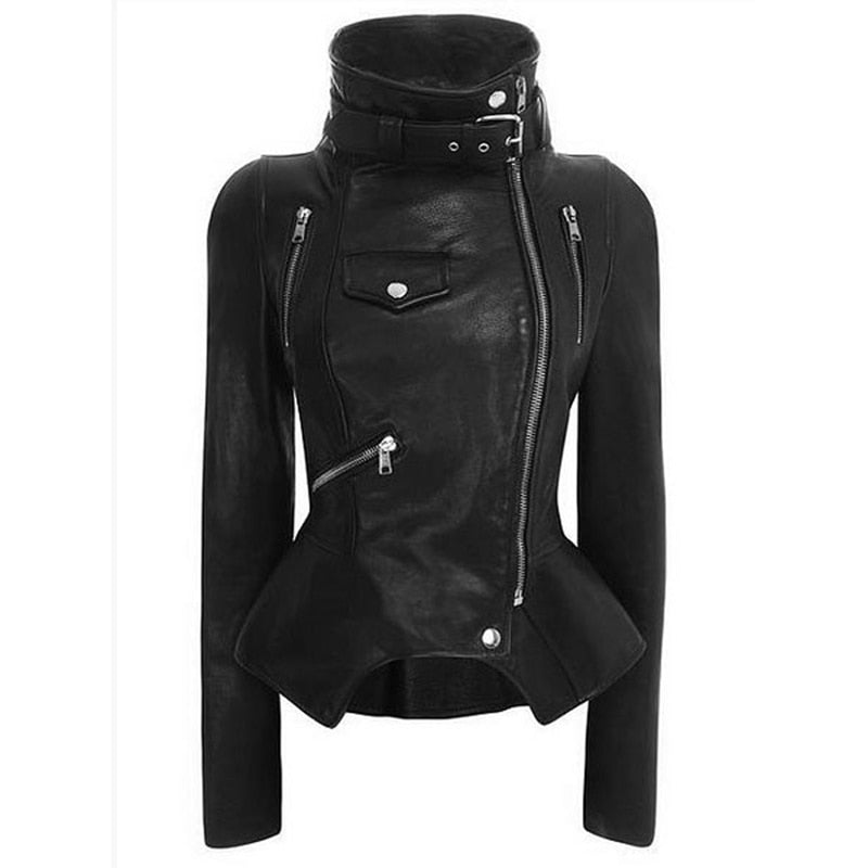 Harajuku Style Women's Faux Leather Gothic Motorcycle Jacket