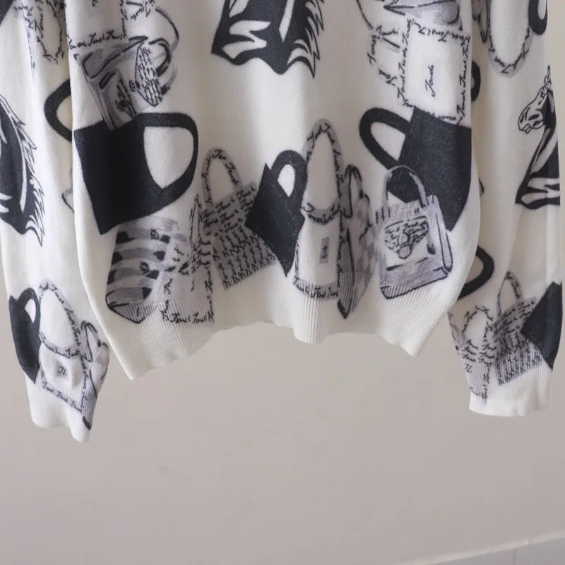 Anime Horse Graphic Pullover Sweater - Harajuku Style