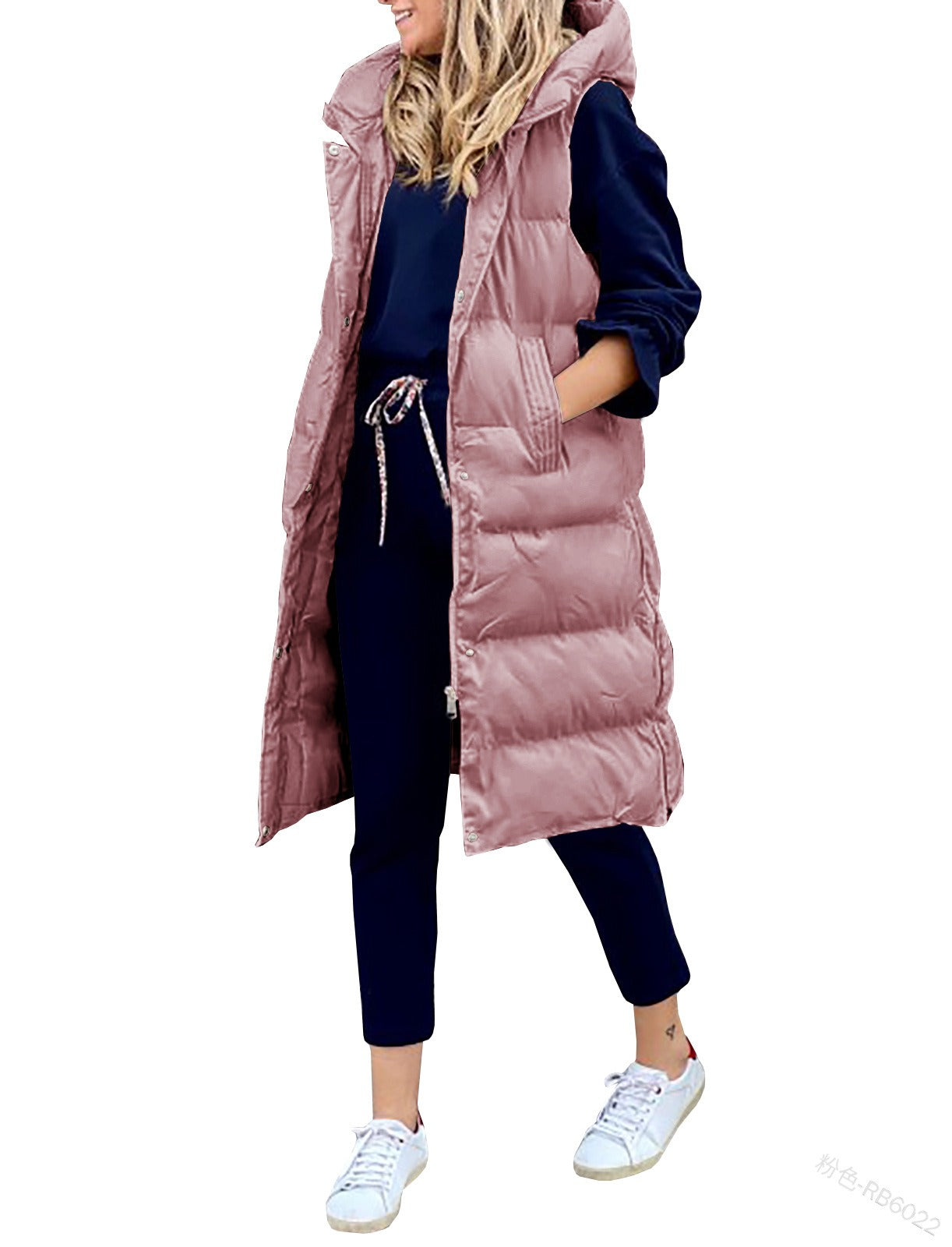 Solid Hooded Long Cotton Vest - Casual Harajuku Fashion