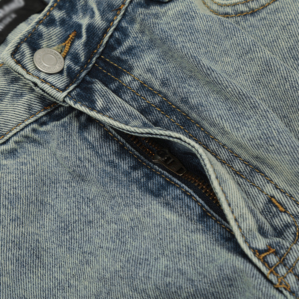 Punk Retro Distressed Denim Flare Pants for Men