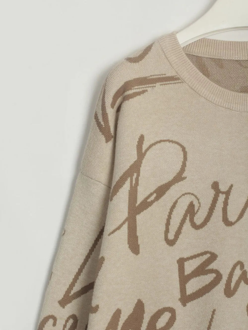 Drawstring Hem Letter Pattern Sweater