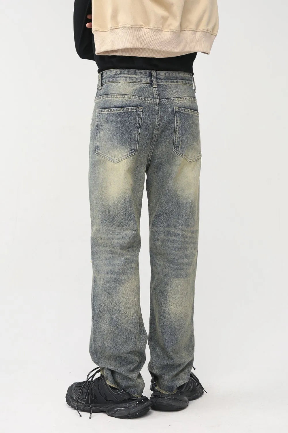 Distressed Mid Rise Jeans with Pockets - Harajuku Style