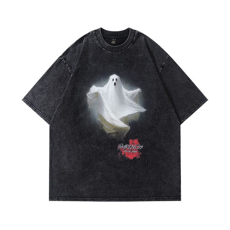 Retro Print Loose Fit Cotton T-Shirt - Harajuku Style