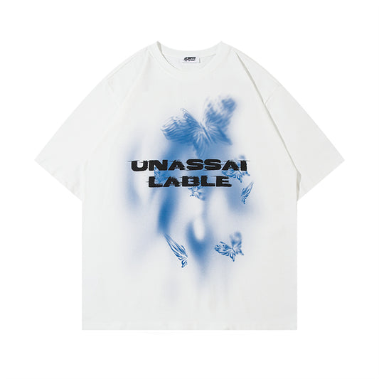 Phantom Butterfly Print Oversized Cotton T-Shirt