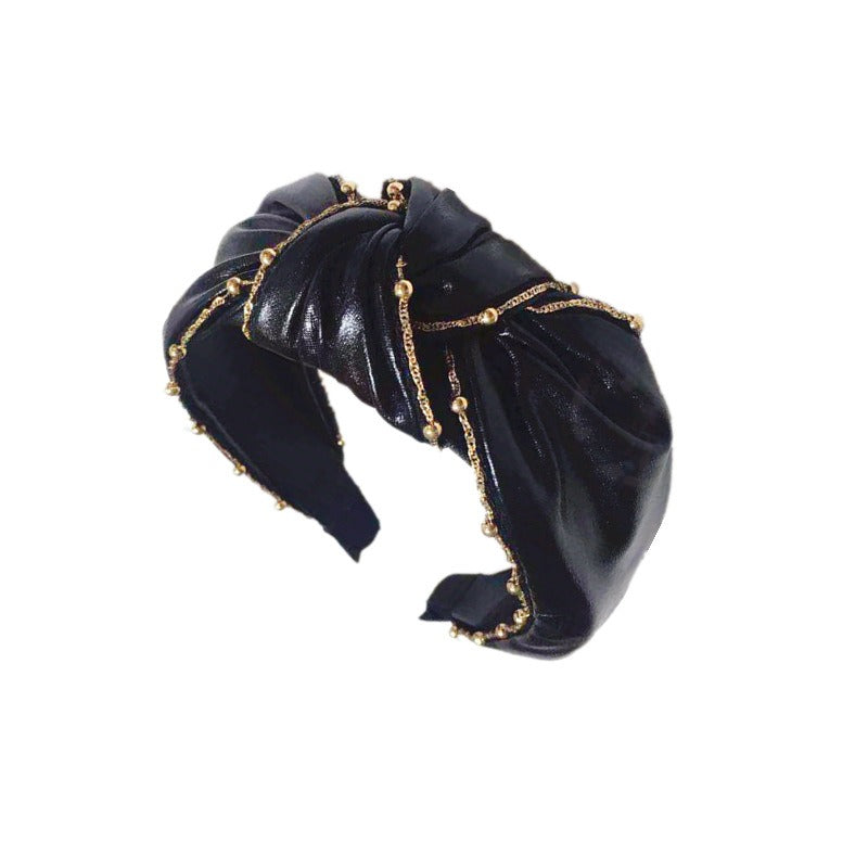 Beaded Knotted Wide-Brimmed Headband