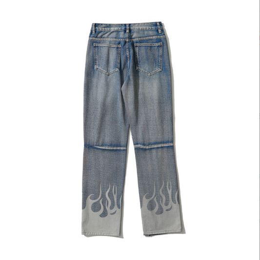 Harajuku Style Spray Painted Torn Jeans for Men