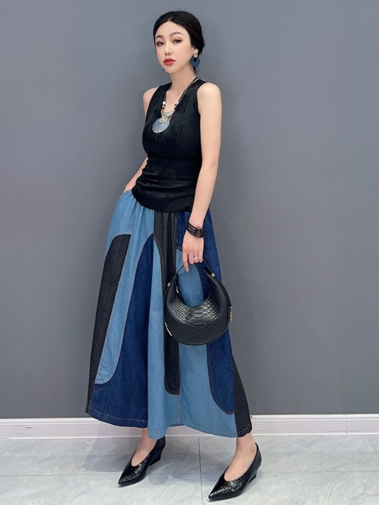 Harajuku Style Patchwork Wide Leg Pants