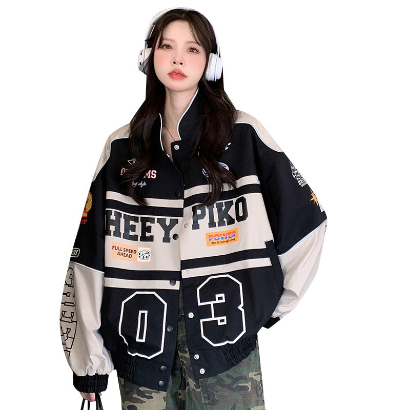 Harajuku-Inspired American Retro Motorcycle Baseball Jacket