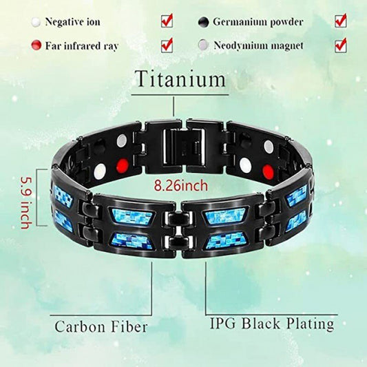 Bold Carbon Fiber Wide Magnet Bracelet for Men
