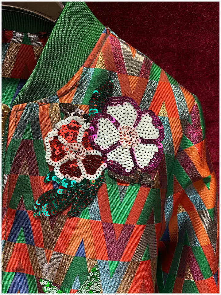 Harajuku Style Slim Jacket with Diamond Embroidery