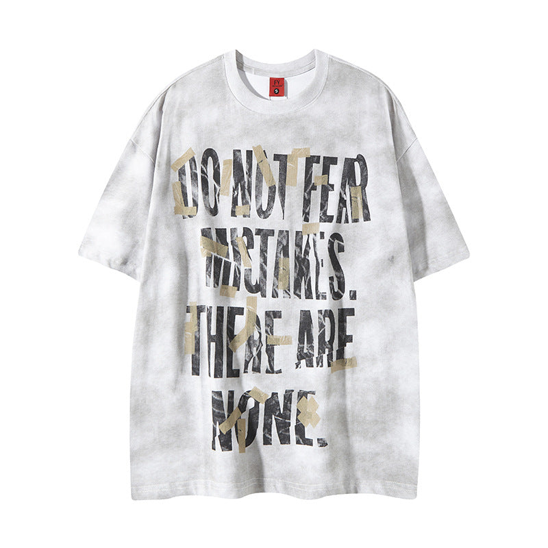 Harajuku Style Spray-Dyed Letter Print Oversized T-Shirt