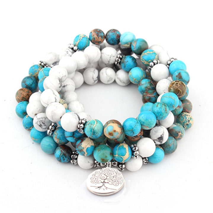 Howlite Natural Stone 108 Beads Mala Bracelet - Harajuku Style