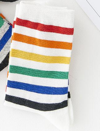 Rainbow Striped Funny Short Socks for Women