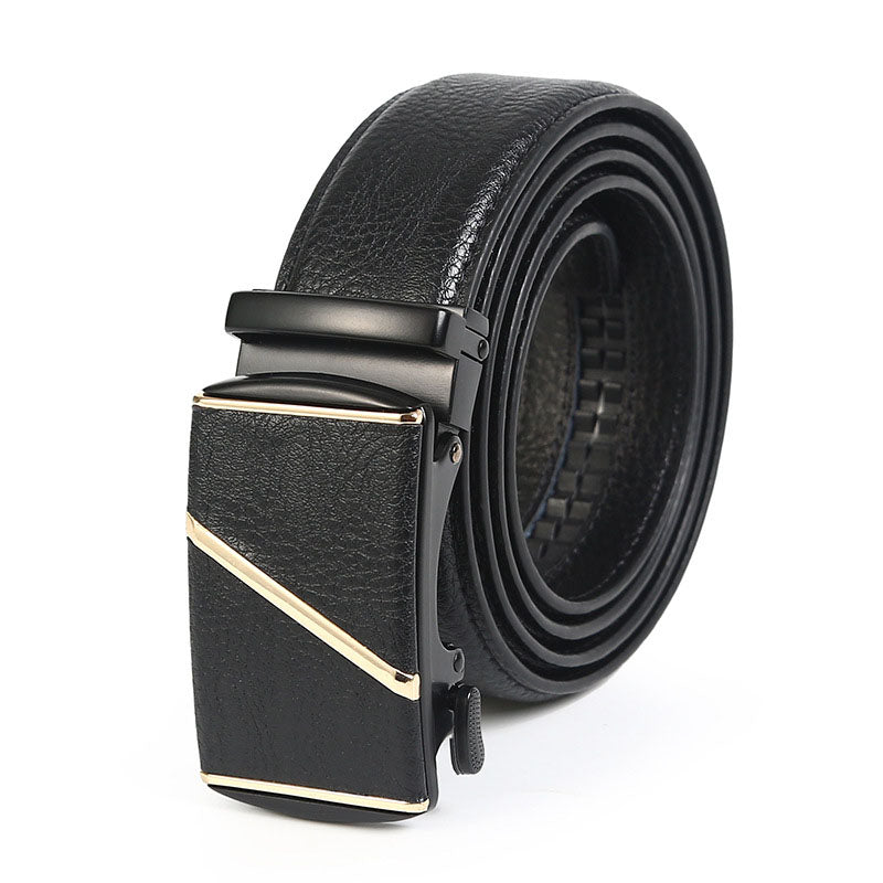 Men's Genuine Leather Automatic Buckle Belt - Crocodile Pattern