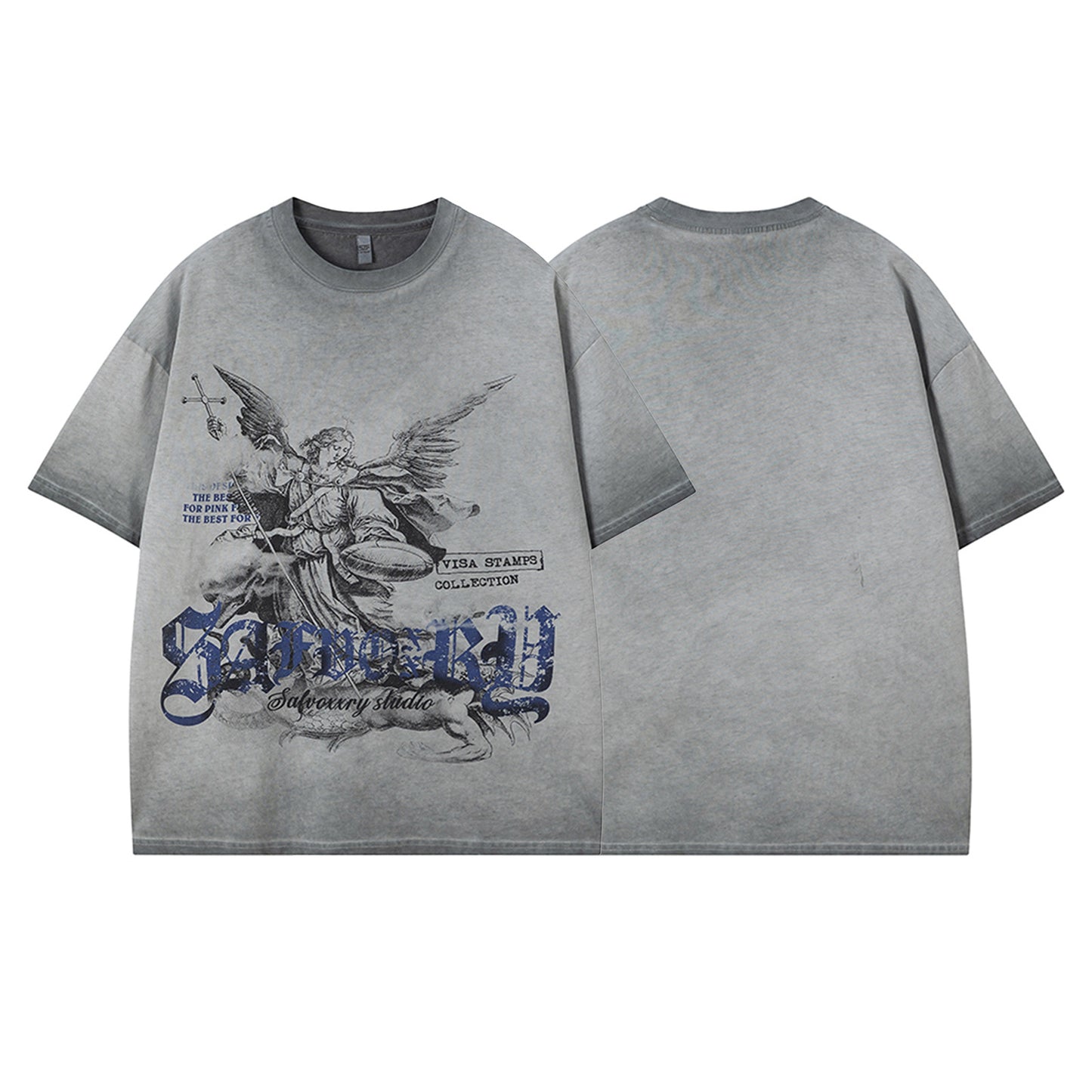 Harajuku Style Casual Grey Short Sleeved T-Shirt