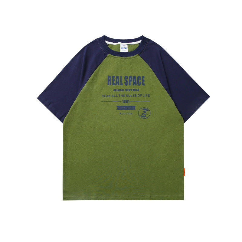 Harajuku Style Color Blocked Letter Print Tee