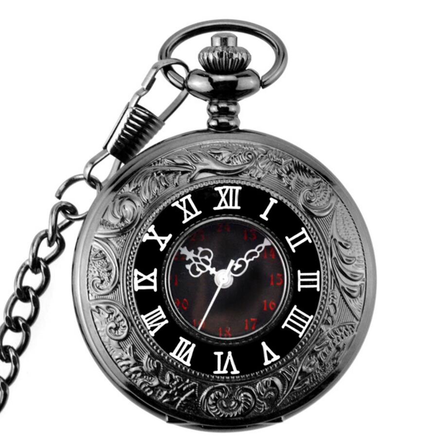 Gothic Big Roman Hollow Pocket Watch - Harajuku Style