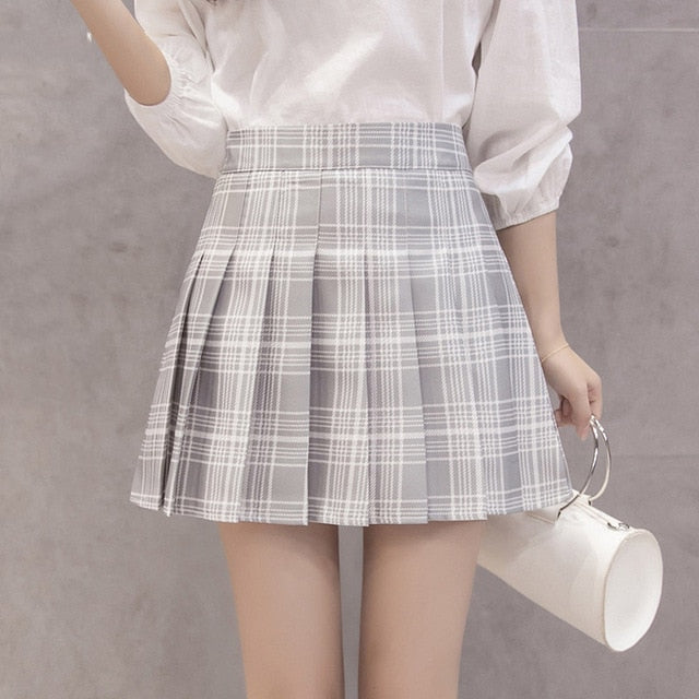 Harajuku Style High Waist Plaid Mini Skirt for Women