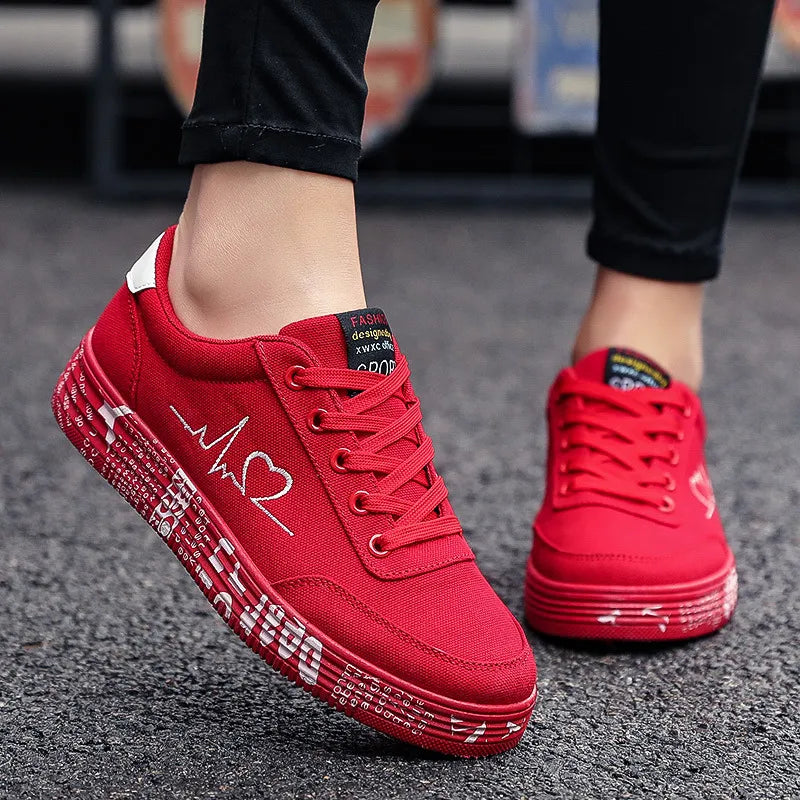 Harajuku Style Round Toe Lace Up Platform Sneakers