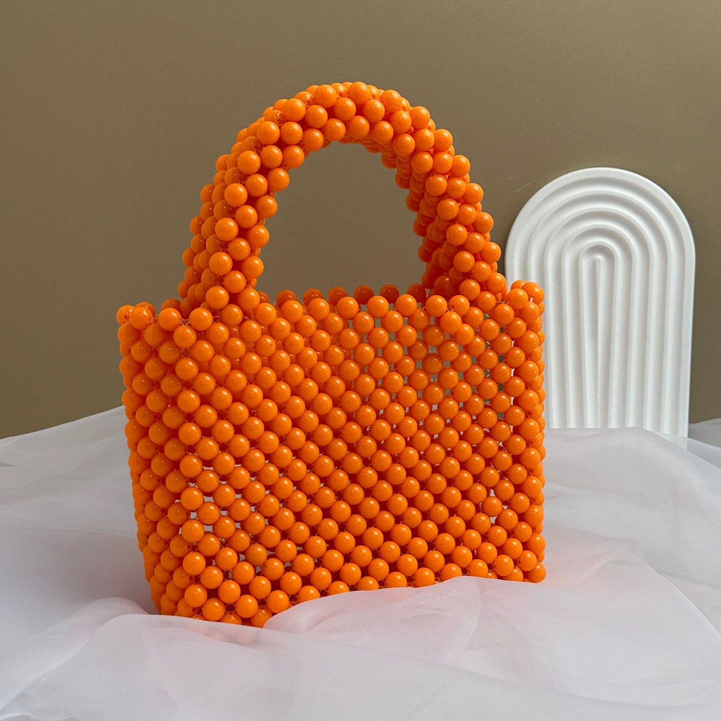 Harajuku Style Solid Color Beaded Handbag
